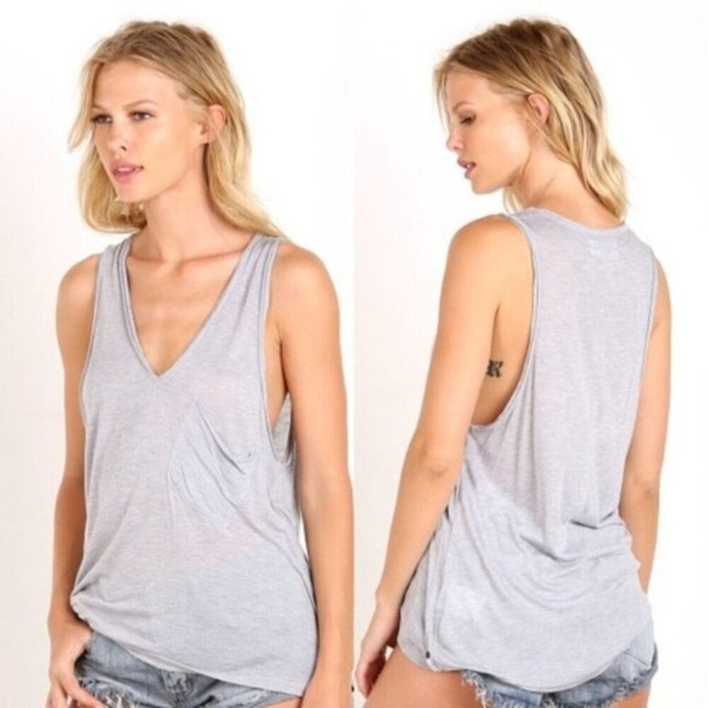 Free People One Teaspoon Soho Fine Wool Tank Top v-neck Gray Marle Size XS